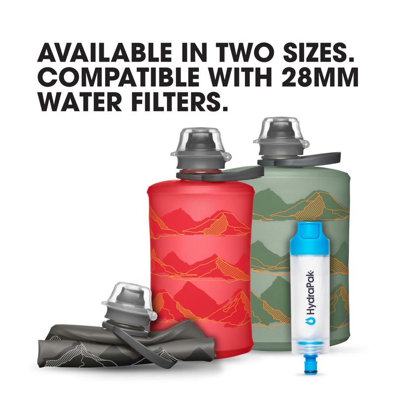 HydraPak Stow Collapsible Water Bottle - 350ml - Ultralight, Leak-Proof, BPA-Free, Filter Compatible Travel & Hiking Flask - MTN Mammoth Grey - Image 5